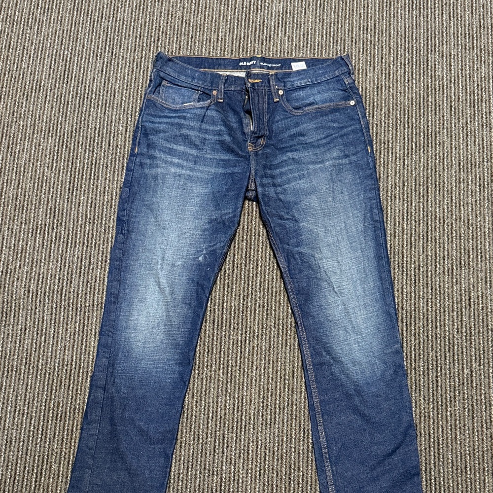 Men's Dark Blue Straight Jeans